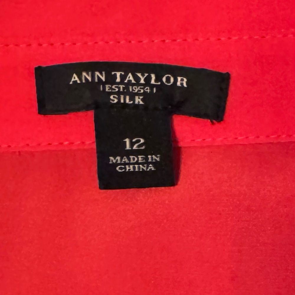 Ann Taylor Vibrant Orange Button-Down Silk Shirt size 12 - Picture 7 of 11